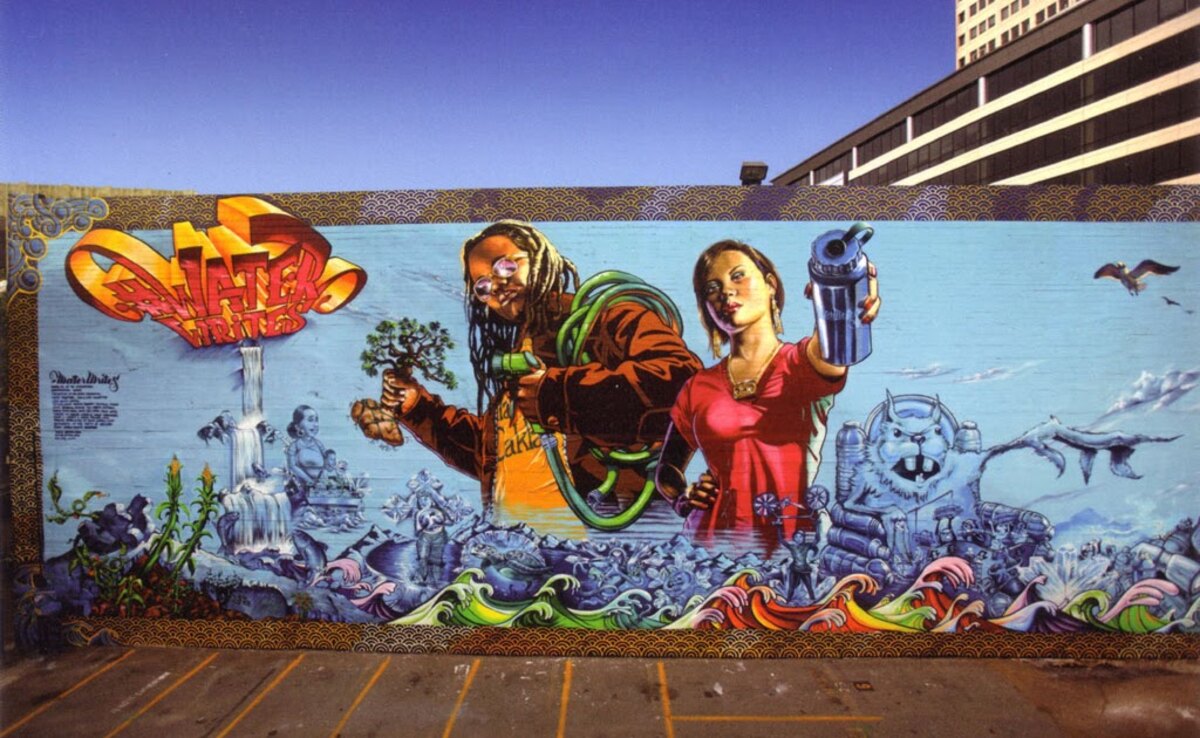 Water Writes community mural, Downtown Oakland